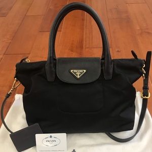UPDATED w more pics - prada nylon tessuto saffiano small crossbody tote